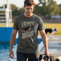 Load image into Gallery viewer, Man walking a dog by a pool with a graphic t-shirt