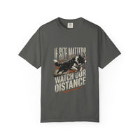 Load image into Gallery viewer, If Size Matters, Watch Our Distance T-Shirt — Performance Tee for High-Drive Dogs &amp; Their Handlers