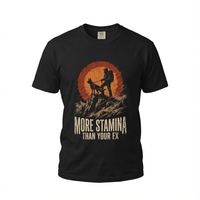 Load image into Gallery viewer, Black t-shirt with graphic design and text 'More Stamina Than Your Ex'.  Dog handler and dog on mountain top.