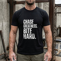Load image into Gallery viewer, Chase Greatness.  Die Hard.  No-Compromise Performance Mindset Shirt