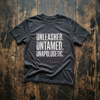 Load image into Gallery viewer, Unleased.  Untamed.  Unapologetic.  Dog Sport T-Shirt, High-Drive Dog Handler Apparel