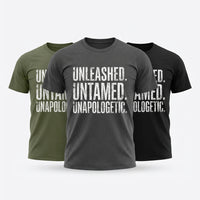 Load image into Gallery viewer, Unleased.  Untamed.  Unapologetic.  Dog Sport T-Shirt, High-Drive Dog Handler Apparel
